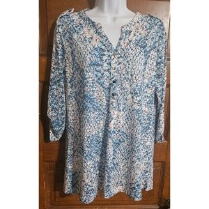 Rebecca Malone Abstract Printed Button Top